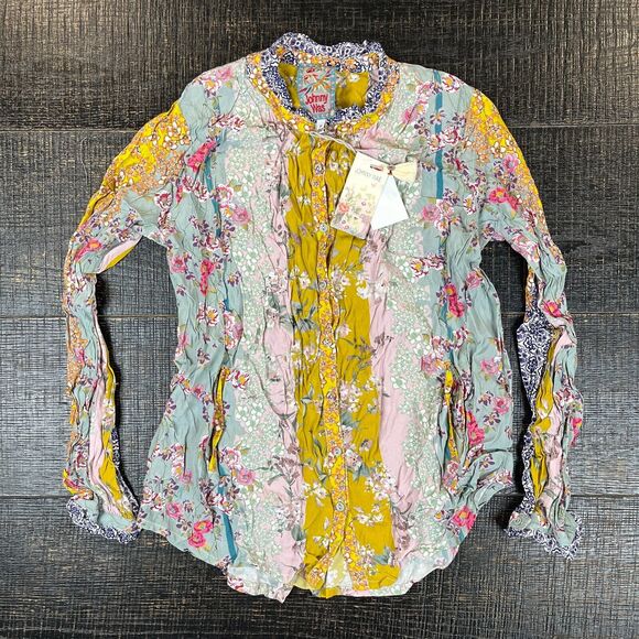 Johnny Was Ruffles Floral Melco Blouse C19920A7 Women's Size XS